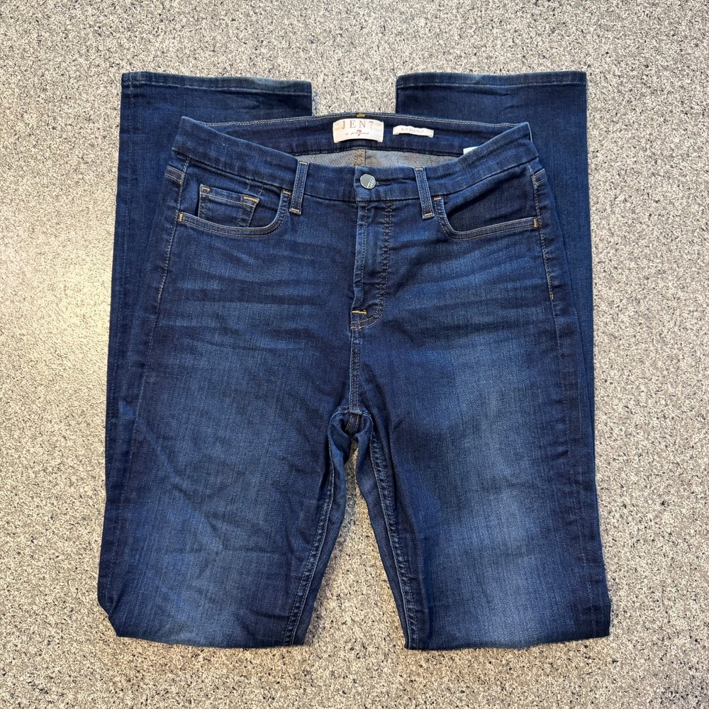 7 For All Mankind Jen 7 Slim Bootcut Jeans Womens 8 29x34 Stretch Mid Wash - Picture 2 of 7